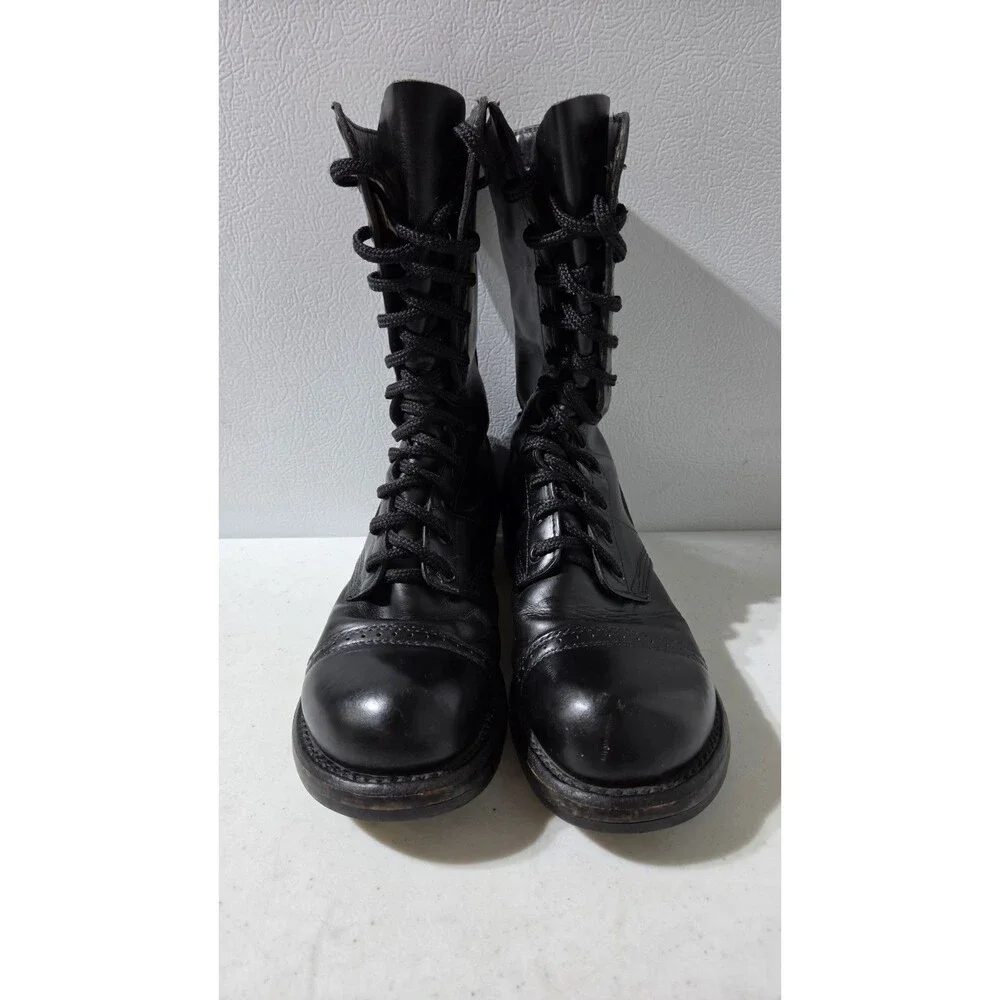 Vintage Corcoran Boots 1525 Black Leather Cap Toe Combat Jump Boot - Mens 8 C